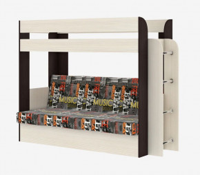 Кровать 2-х ярусная с диваном Карамель 75 (Музыка) Анкор светлый/Бодега темный в Нижней Туре - nizhnyaya-tura.germes-mebel.ru | фото