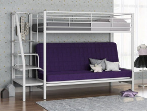 Кровать двухъярусная с диваном "Мадлен-3" (Белый/Фиолетовы) в Нижней Туре - nizhnyaya-tura.germes-mebel.ru | фото