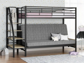Кровать двухъярусная с диваном "Мадлен-3" (Черный/Серый) в Нижней Туре - nizhnyaya-tura.germes-mebel.ru | фото