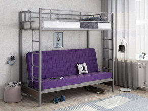 Кровать двухъярусная с диваном "Мадлен" (Серый/Фиолетовый) в Нижней Туре - nizhnyaya-tura.germes-mebel.ru | фото