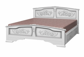 ЕЛЕНА Кровать из массива 1600 (Белый жемчуг) с 2-мя ящиками в Нижней Туре - nizhnyaya-tura.germes-mebel.ru | фото